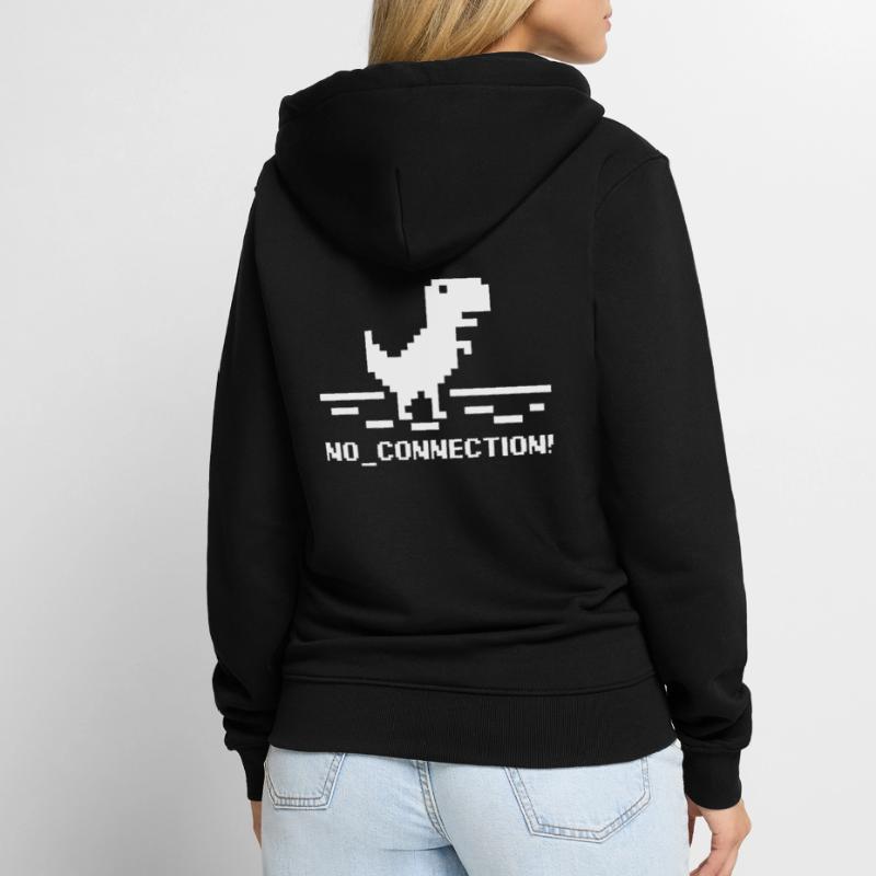 No Connection Computer Error Nerd Dinosaur Trex Unisex Premium Organic Zip Hoodie