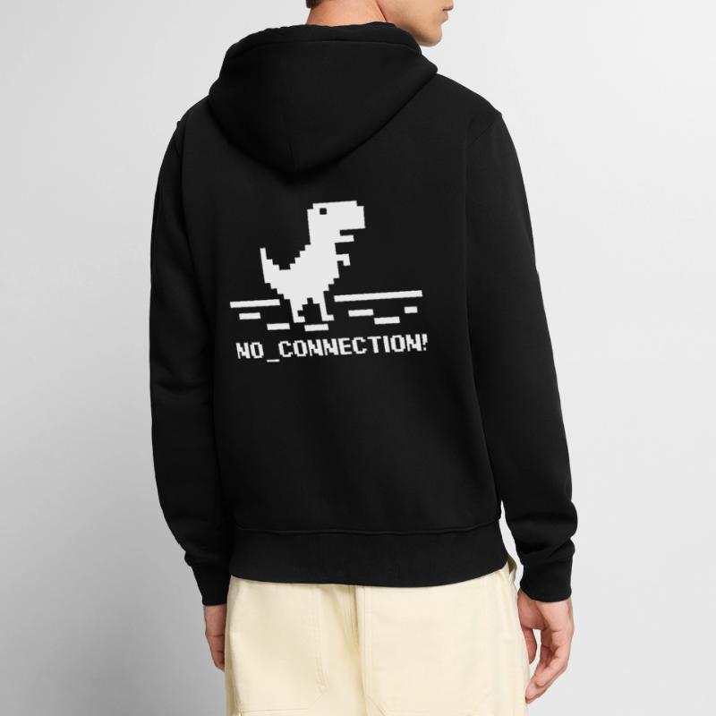 No Connection Computer Error Nerd Dinosaur Trex Unisex Premium Organic Zip Hoodie