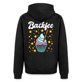 Backfee Hobbybäcker Bäckerin Backen Cupcake Muffin - Unisex Premium Bio Zip Hoodie - Schwarz - Hinten - Nico (187cm)