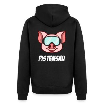 Pistensau - Unisex Premium Bio Zip Hoodie - Schwarz - Hinten - Nico (187cm)