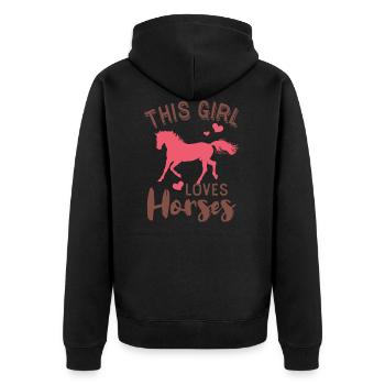 Horses ride horse gift rider horsewoman animal - Unisex Premium Organic Zip Hoodie - black - Back - Nico (187cm)