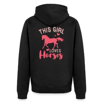 Chevaux monter cheval cadeau cavalier cavalière animal - Veste à capuche bio Premium Unisexe - noir - Dos - Nico (187cm)