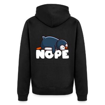 Penguin nope - Unisex Premium Organic Zip Hoodie - black - Back - Nico (187cm)
