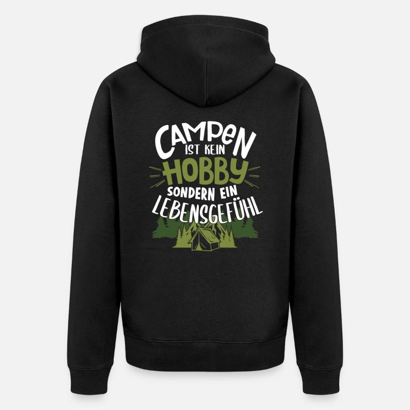 Campen Camping Wohnwagen Camper Geschenk - Unisex Premium Bio Zip Hoodie - Schwarz