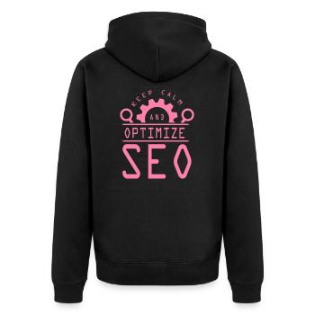 Suchmaschine SEO Online Marketing Optimierung - Unisex Premium Bio Zip Hoodie - Schwarz - Hinten - Nico (187cm)