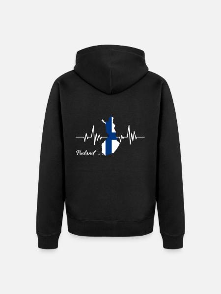 Finland Heartbeat Gift Idea - Unisex Premium Organic Zip Hoodie - black