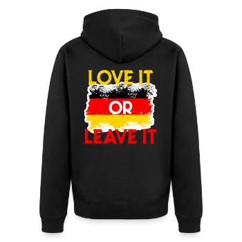 Deutschland Flagge Deutsche Stolz - Unisex Premium Bio Zip Hoodie - Schwarz - Hinten - Nico (187cm)