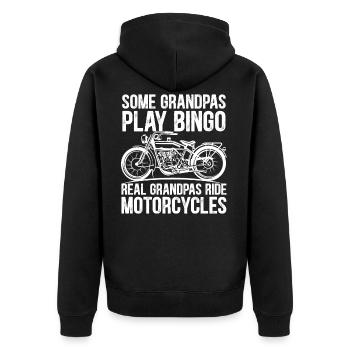 Grand-père bingo moto grand-père motard - Veste à capuche bio Premium Unisexe - noir - Dos - Nico (187cm)