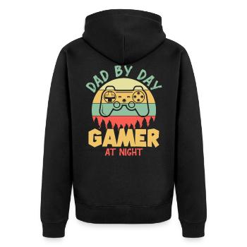 Father in the day, gamer in the night - Unisex Premium Organic Zip Hoodie - black - Back - Nico (187cm)