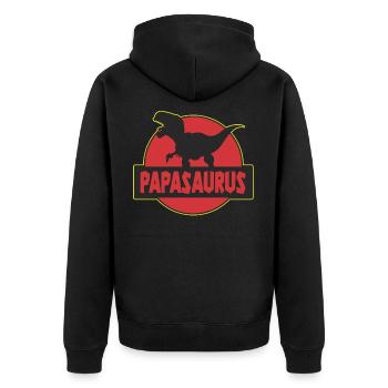 Papasaurus father dinosaur T-Rex - Unisex Premium Organic Zip Hoodie - black - Back - Nico (187cm)