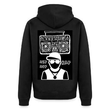 LE RAPPEUR et le système de son - Veste à capuche bio Premium Unisexe - noir - Dos - Nico (187cm)