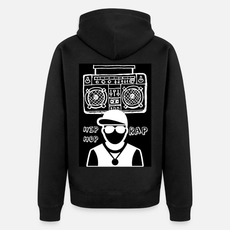 DER RAPPER und das Soundsystem - Unisex Premium Bio Zip Hoodie - Schwarz
