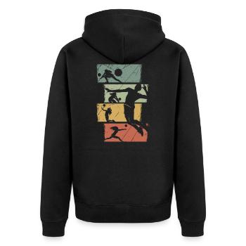 Volleyball Volleyballer Beachvolleyball Geschenk - Unisex Premium Bio Zip Hoodie - Schwarz - Hinten - Nico (187cm)