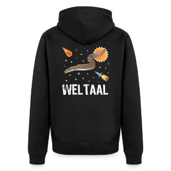 Funny world eel angler eel word game - Unisex Premium Organic Zip Hoodie - black - Back - Nico (187cm)