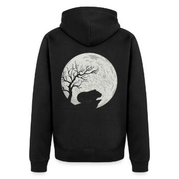 Cadeau d'Halloween cochon d'Inde pleine lune - Veste à capuche bio Premium Unisexe - noir - Dos - Nico (187cm)