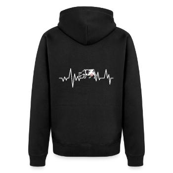 Landwirtschaft Kühe Kuh Bauer Herzschlag - Unisex Premium Bio Zip Hoodie - Schwarz - Hinten - Nico (187cm)