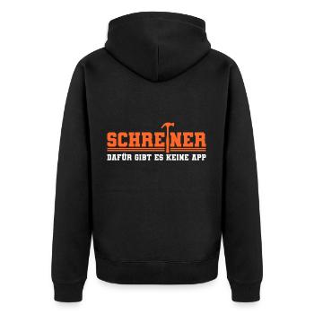 Schreiner App Handwerker Schreinerei Heimwerker - Unisex Premium Bio Zip Hoodie - Schwarz - Hinten - Nico (187cm)