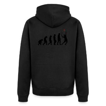 Tennis Evolution Tennisspieler Tennisschläger - Unisex Premium Bio Zip Hoodie - Schwarz - Hinten - Nico (187cm)