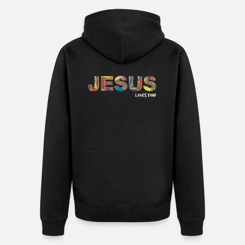 Jésus vous aime - Veste à capuche bio Premium Unisexe - noir