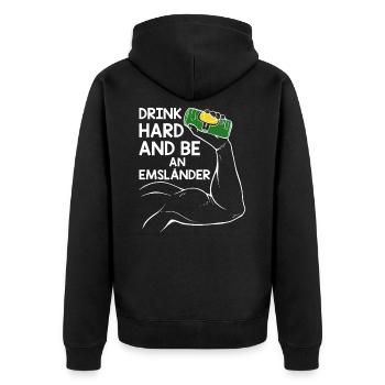Hard - Unisex Premium Organic Zip Hoodie - black - Back - Nico (187cm)