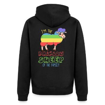Je suis le mouton arc-en-ciel de la famille - Veste à capuche bio Premium Unisexe - noir - Dos - Nico (187cm)