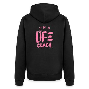 Formateur Coaching Coaching Life Coach Life Coach - Veste à capuche bio Premium Unisexe - noir - Dos - Nico (187cm)