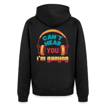 Can't hear you I'm gaming - gamers - Unisex Premium Organic Zip Hoodie - black - Back - Nico (187cm)