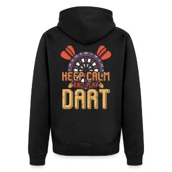Keep calm and play dart - darts - Unisex Premium Organic Zip Hoodie - black - Back - Nico (187cm)