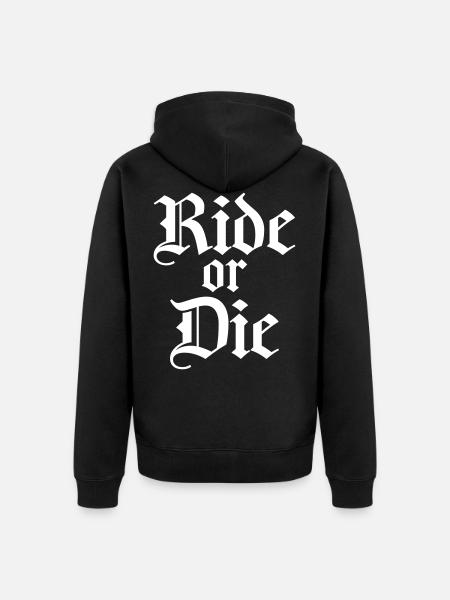Ride or Le Logo Design - Veste à capuche bio Premium Unisexe - noir