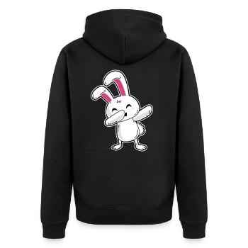 Dabbing bunny - Unisex Premium Organic Zip Hoodie - black - Back - Nico (187cm)