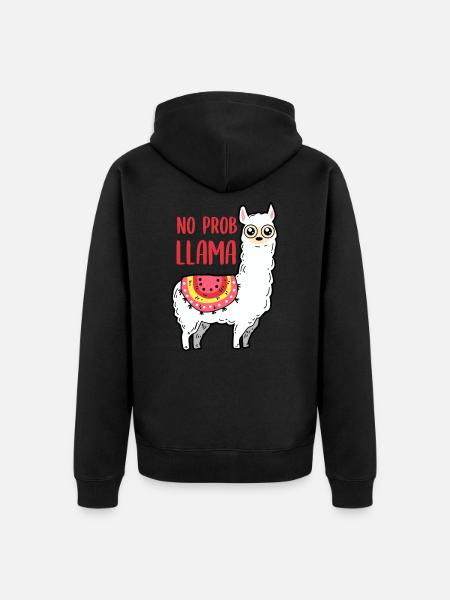 Llama - No Prob Llama - Unisex Premium Organic Zip Hoodie - black