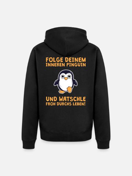 Folge deinem inneren Pinguin - Unisex Premium Bio Zip Hoodie - Schwarz