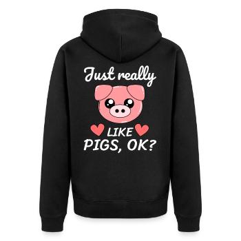 Tout comme les cochons, ok? - porc - Veste à capuche bio Premium Unisexe - noir - Dos - Nico (187cm)