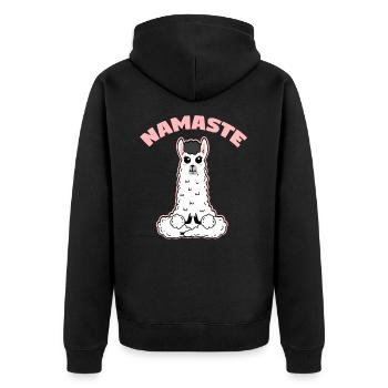 Llama Namaste Meditieren - Unisex Premium Bio Zip Hoodie - Schwarz - Hinten - Nico (187cm)