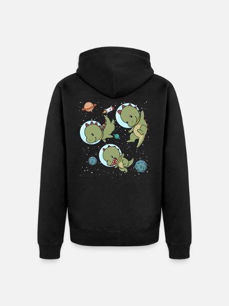 Space Dinosaur - Unisex Premium Bio Zip Hoodie - Schwarz