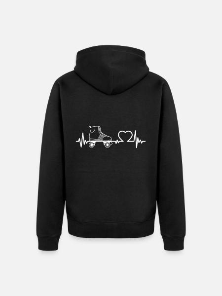 Roller Skates Rollschuhe Herzschlag Geschenk - Unisex Premium Bio Zip Hoodie - Schwarz