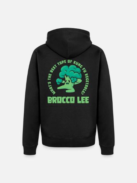 Broccoli woordspeling Kung Fu Brocco Lee - Uniseks Premium bio ziphoodie - zwart