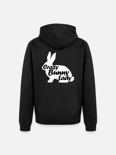Crazy Bunny Lady - Unisex Premium Organic Zip Hoodie - black