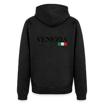 VENEDIG VENEZIA ITALIA ITALIEN URLAUB (b) - Unisex Premium Bio Zip Hoodie - Schwarz - Hinten - Nico (187cm)
