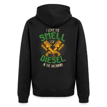 I love the smell of Diesel - Auto - Unisex Premium Organic Zip Hoodie - black - Back - Nico (187cm)