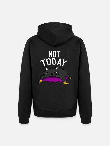 Not Today - cat - Unisex Premium Organic Zip Hoodie - black