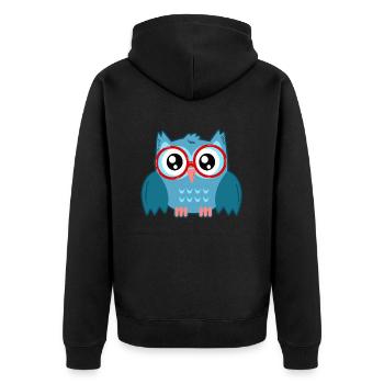 Eule mit Brille - Unisex Premium Bio Zip Hoodie - Schwarz - Hinten - Nico (187cm)
