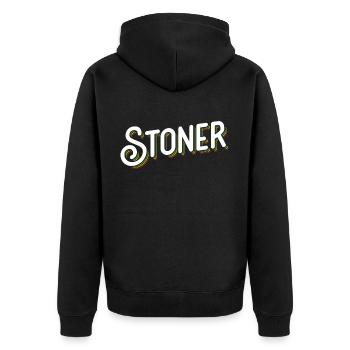 Stoner - High, Weed, Rauchen - Unisex Premium Bio Zip Hoodie - Schwarz - Hinten - Nico (187cm)