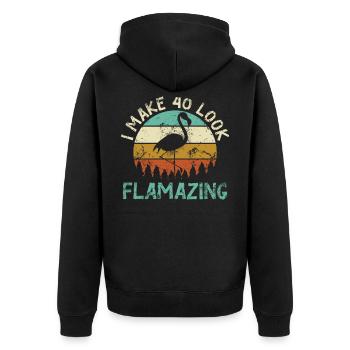I make 40 look flamazing - Unisex Premium Organic Zip Hoodie - black - Back - Nico (187cm)