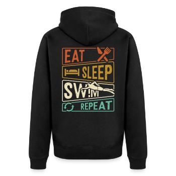 Eat Sleep Swim Repeat - Unisex Premium Organic Zip Hoodie - black - Back - Nico (187cm)