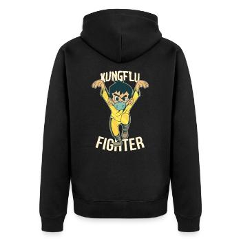 Kung Flu Fighter Kung Fu - Unisex Premium Organic Zip Hoodie - black - Back - Nico (187cm)