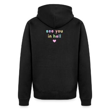 See You In Hell Heart Aesthetic Soft Grunge - Unisex Premium Bio Zip Hoodie - Schwarz - Hinten - Nico (187cm)