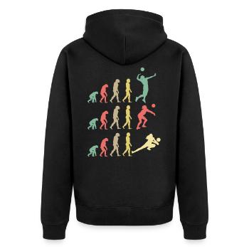 Volleyball Evolution - Unisex Premium Bio Zip Hoodie - Schwarz - Hinten - Nico (187cm)