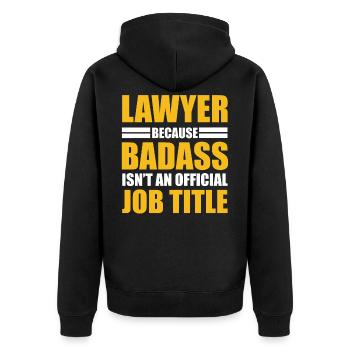 Attorney, Badass Attorney - Unisex Premium Organic Zip Hoodie - black - Back - Nico (187cm)