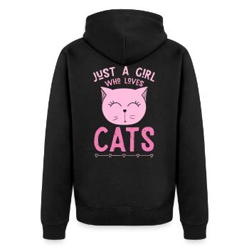Just a girl who loves cats - cat lady - Unisex Premium Organic Zip Hoodie - black - Back - Nico (187cm)